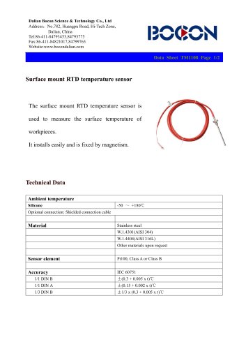 surface mounting Pt100 temperature sensor for workpiece surface -TM1108