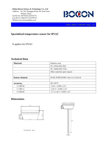 Temperature sensor for HVAC -TM1701