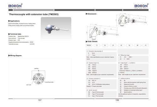 Thermocouple with extension tube TM2503