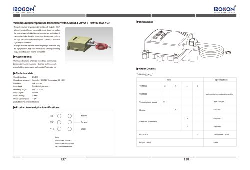 Wall-mounted temperature transmitter with output 4-20mA