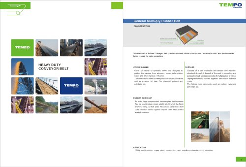 Tempo Rubber Conveyor Belt for mining, power plant, construction