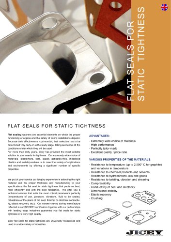 FLAT SEALS FOR STATIC TIGHTNESS