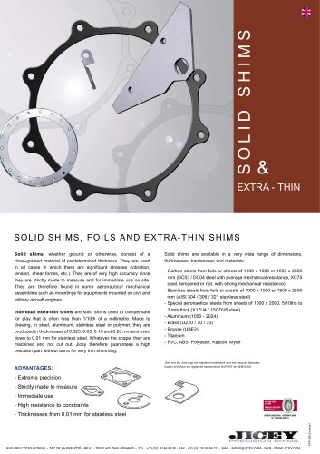 SOLID SHIMS, FOILS AND EXTRA-THIN SHIMS