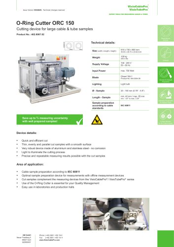 Data sheet O-Ring Cutter ORC 150