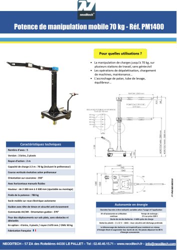 Potence de manipulation mobile 70 kg