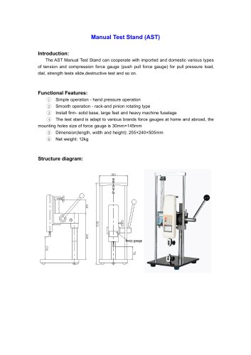 AST Manual Test Stand for pull pressure load, dial, strength tests slide,destructive test | Wenzhou Tripod instrument