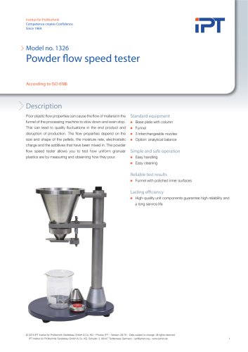 Pow­der poura­bility tester  Model no. 1326