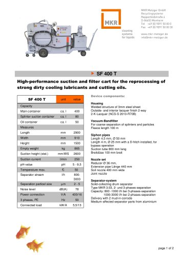 Suction and Filter Cart SF 400 T