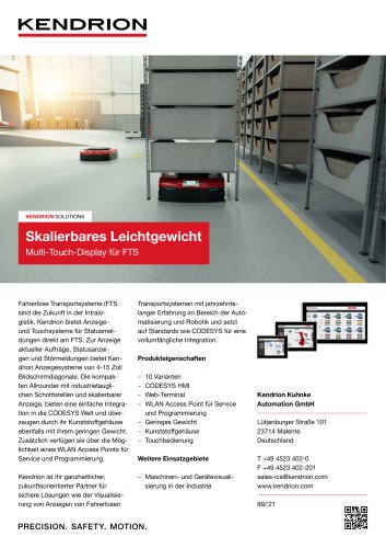 Multi-Touch Display &ndash; for AGV
