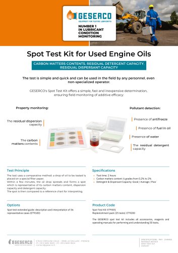 Spot Test Kit for Used Engine Oils