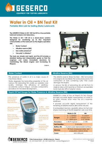 Water in Oil + BN Test Kit