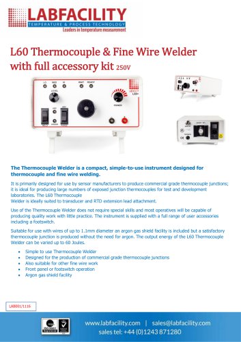 L60 Thermocouple & Fine Wire Welder with full accessory kit