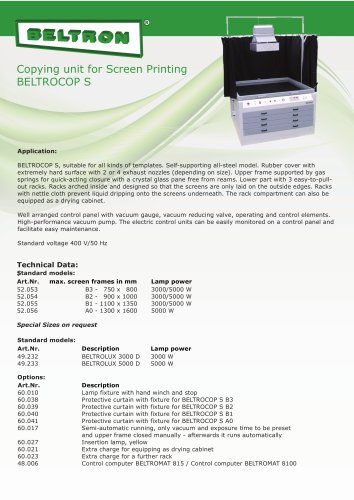 Copying unit for screen printing - BELTROCOP S