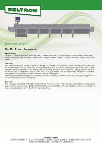 Infrared Dryer - The IR-Dryer-Programme