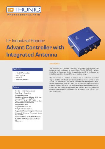 RFID Industrial Readers | BLUEBOX Advant Controller with integrated Antenna