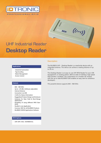 RFID Industrial Readers | BLUEBOX Desktop Reader UHF