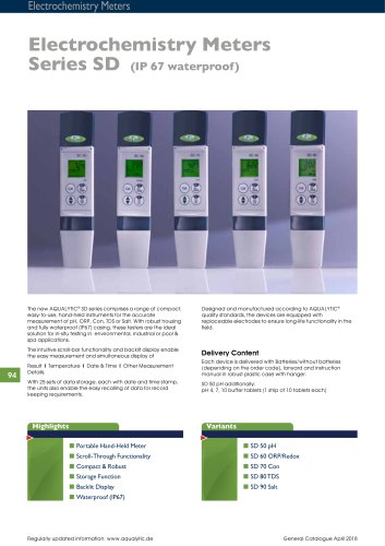 Electrochemistry Meters Series SD (IP 67 waterproof)