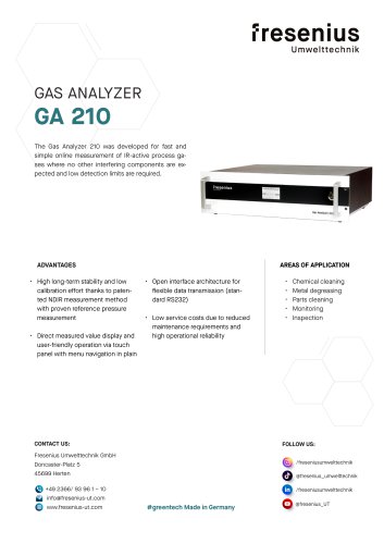 Gas Analyzer GA210 Data Sheet