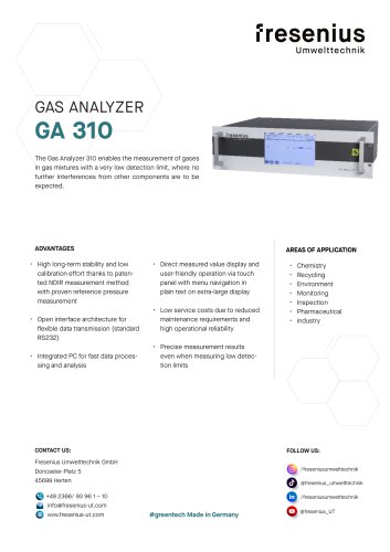 Gas Analyzer GA310 Data Sheet