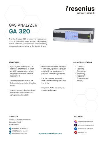 Gas Analyzer GA320 Data Sheet