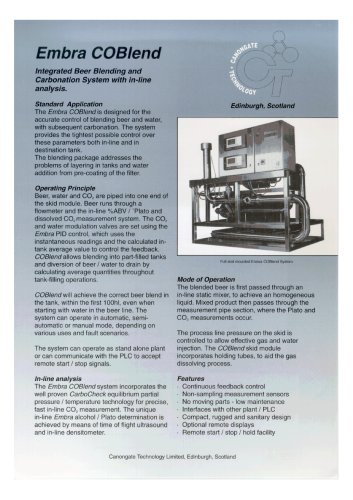 Embra COBlend : Integrated Beer Blending and Carbonation System with in-line analysis.
