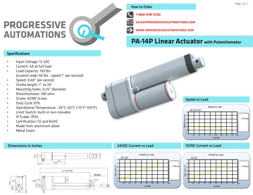 PA-14P Linear Actuator with Potentiometer