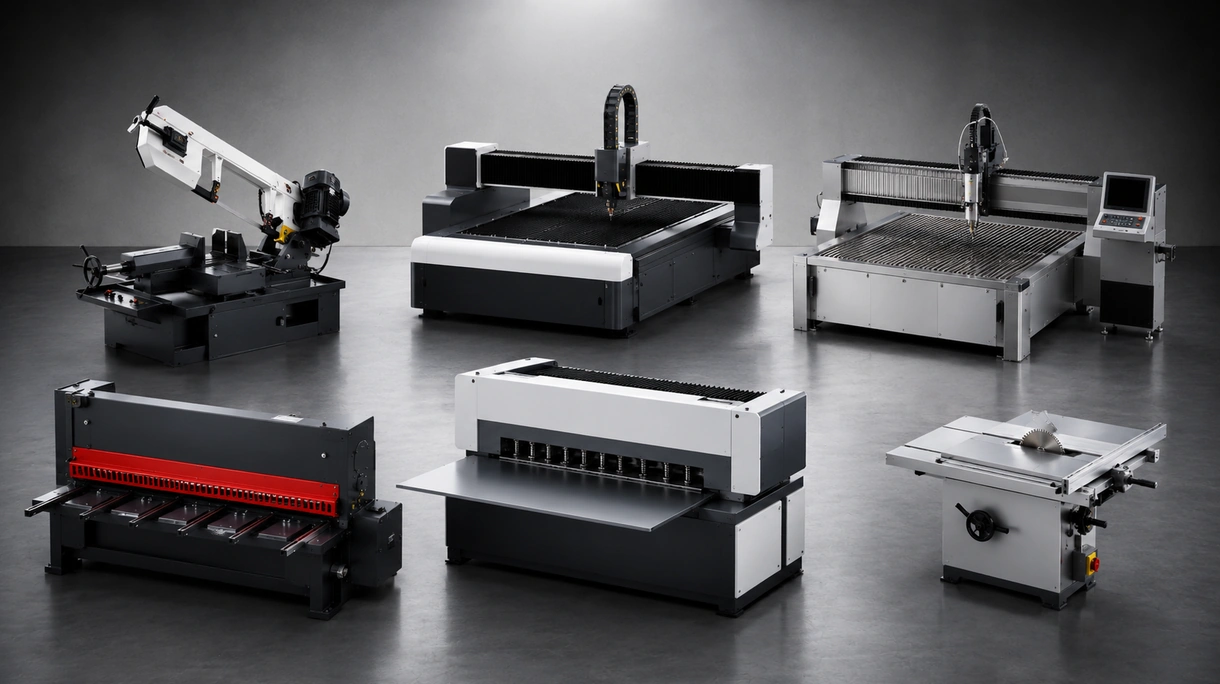 Máquina de corte laser CNC industrial a processar uma chapa de aço pesada num ambiente de oficina de fabricação metalomecânica de alto volume.