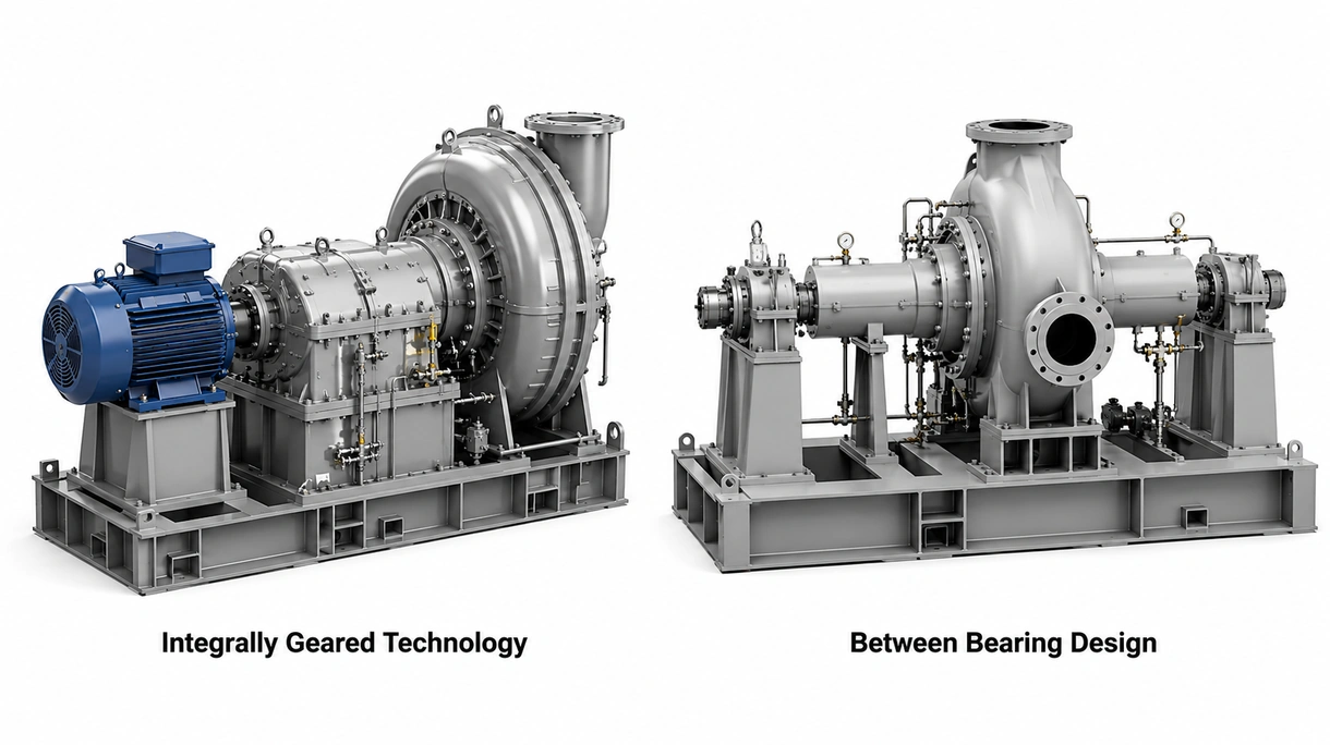 Vista detalhada de um rotor de compressor centrífugo de alta velocidade com pás de titânio de engenharia de precisão e veio de aço inoxidável.
