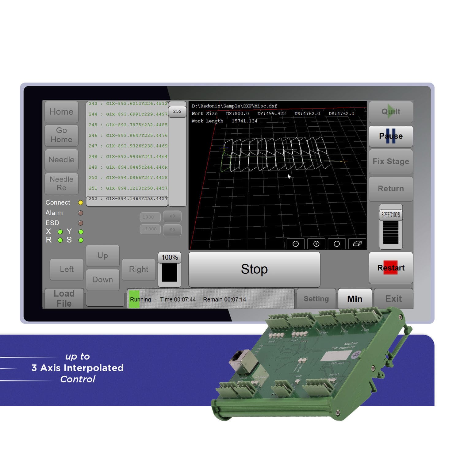 Interface de software CNC - XY Sewing - Radonix Technology - 2 eixos ...