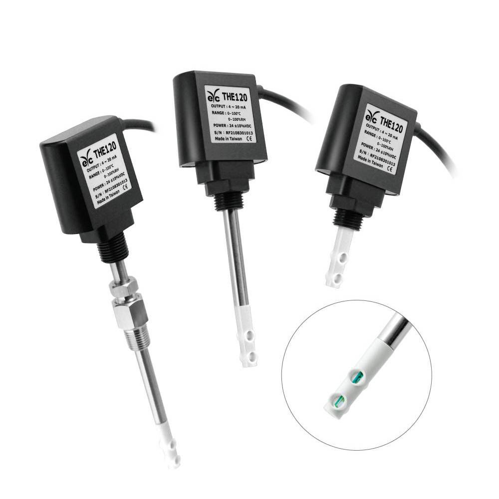 Sensor de umidade e temperatura relativa THE120 eyctech montado