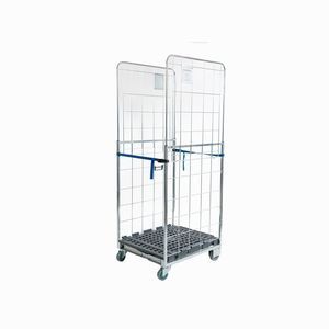 container aramado com rodas com prateleiras