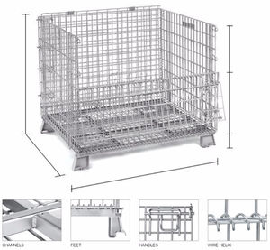 container aramado com rodas de tela metálica