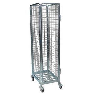 container aramado com rodas com prateleiras