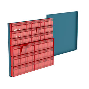 painel ranhurado com caixas bin
