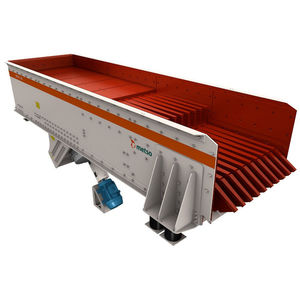 alimentador com peneiramento prévio / vibratório / contínuo / para esteira transportadora