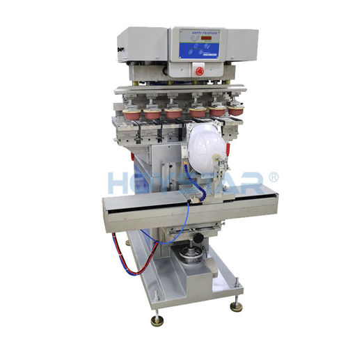 Máquina tampográfica de tinteiro aberto - GW-M6/S-M - Dongguan Hoystar Printing Machinery Co.,Ltd - de 6 cores / para capacetes de segurança