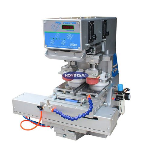 Máquina tampográfica de tinteiro fechado - GW-MINI2S-CP - Dongguan Hoystar Printing Machinery Co.,Ltd - de 2 cores / de secretária / com mesa removível