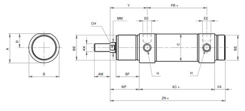 Cilindro pneumático - IDM - ARTEC SRL - de dupla ação / redondo
