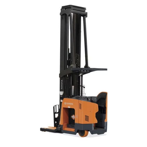 Empilhadeira retrátil elétrica - RF1-HC series - Toyota Industrial Equipment - para operador a bordo em pé / para armazém / de acondicionamento