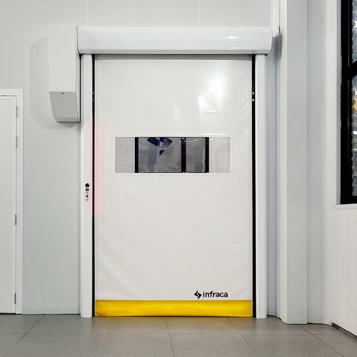 Porta de enrolar - Infraca - de alumínio / para ambiente interno / para sala limpa