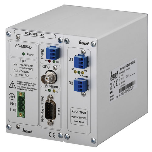 Servidor de tempo para trilho DIN - 8024GPS - hopf Elektronik GmbH - NTP / GPS / IRIG-B