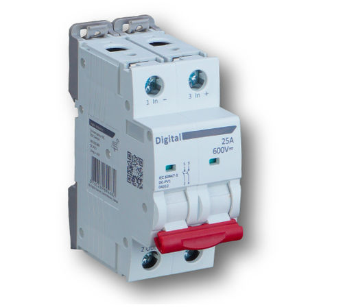 Chave seccionadora rotativa - 04312 - DIGITAL ELECTRIC - 2 polos / CC / para trilho DIN