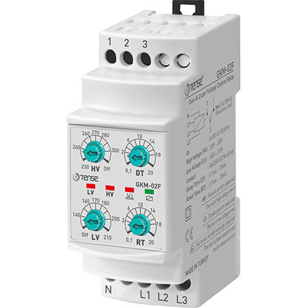 Relé de controle de sobretensão - GKM-02F - Tense Electronic - de subtensão / de sequência de fases / para trilho DIN