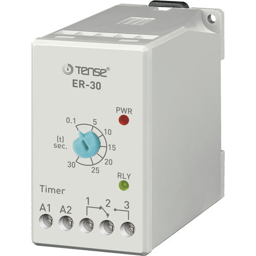 Relé temporizado com retardo na energização (on delay) - ER-30 - Tense Electronic - para montar em trilho DIN / ajustável