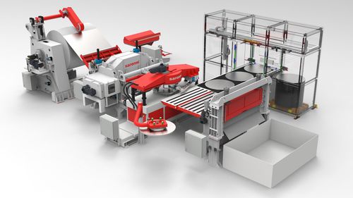 Linha de corte de disco - Elma machine - com faca rotativa / para metais / empilhadora