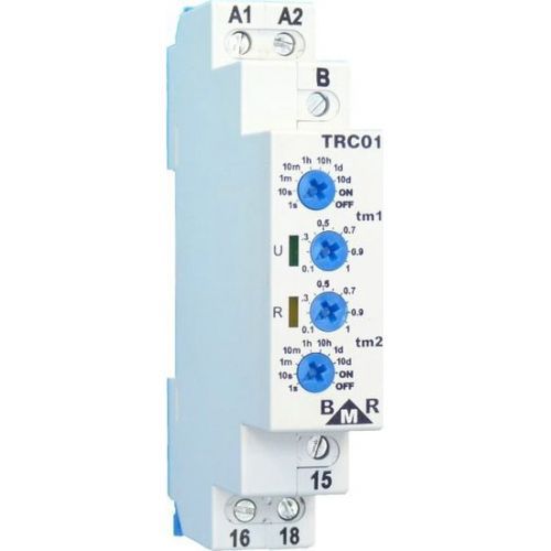 Relé temporizado eletrônico - TRC01 - BMR trading - trilho DIN / ajustável / assimétrico