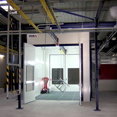 Cabine de pintura a pó com filtro de cartucho - OMIA - modular / com ventilação vertical / de ventilação horizontal