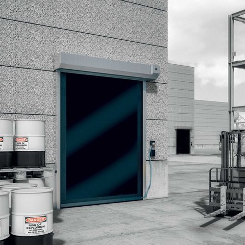 Porta de enrolar - S-535 - Entrematic Dynaco - em aço inoxidável / para ambiente interno / de alívio de explosão