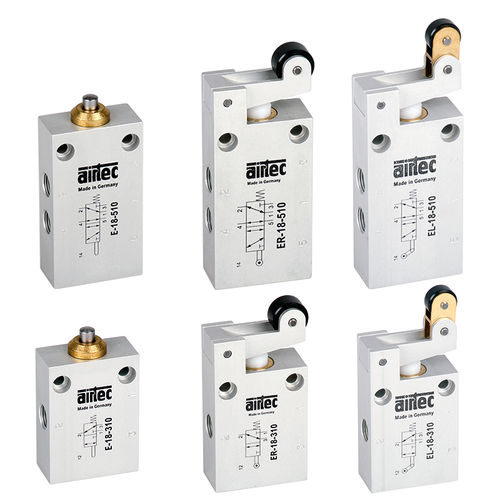 Válvula direcional pneumática de acionamento mecânico - E-18 series - AIRTEC Pneumatic - tipo poppet / de rolo / 3/2 vias