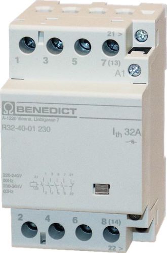 Contator de alta potência - R32-40-01 - BENEDIKT & JÄGER - 4 polos / para trilho DIN / compacto